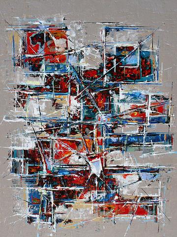 Constructions, tableau abstrait de Philippe Cloart