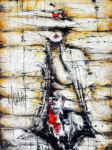 Femme au chapeau, tableau de Philippe Cloart