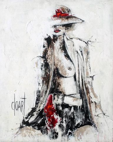 Femme au chapeau noir et blanc 2, tableau de Philippe Cloart