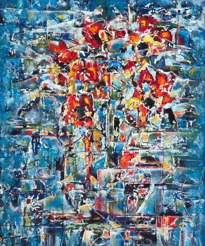 Fleur rouge sur ciel, tableau de Philippe Cloart