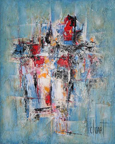 Le bouquet bleu, tableau abstrait de Philippe Cloart